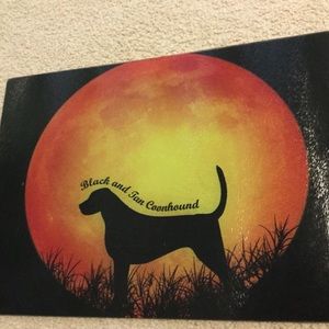 NEW Black and Tan Coonhound glass cutting board